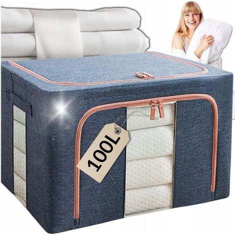 ORGANIZER COVER CONTENITORE PER BIANCHERIA DA LETTO, VESTITI, PIUMONI, COPERTE 60x42x40 100L (1/5)