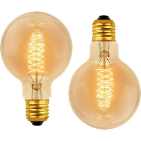 G80 Dimmable 40W Warm White 2700K AC 220V Retro Decorative Incandescent Bulbs E27 Spiral Tungsten Filament Lamp (2 Pack) NPTERBL