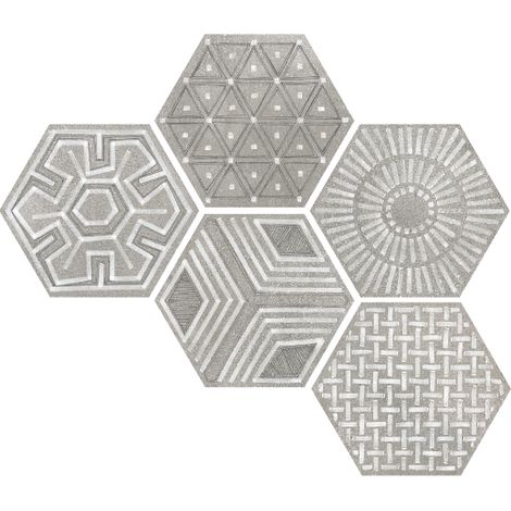 Eiffel Art Construction – Carrelage sol imitation béton hexagonal 23x26,6 cm – Grès cérame émaillé – Épaisseur 9 mm – Finition naturelle brute (1/5)