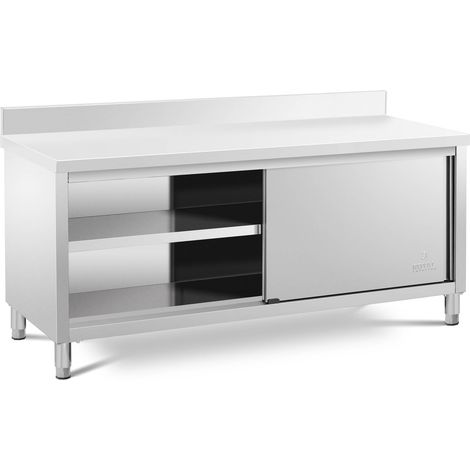 Royal Catering – Meuble bas inox 200 x 60 cm – Capacité de charge 600kg – Pour cuisine professionnelle – Mobilier en acier inoxydable (1/4)