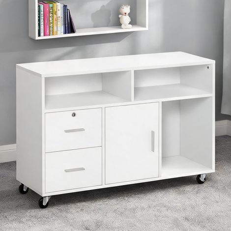 Meuble de rangement de bureau blanc 100 x 35 x 65 cm (1/5)