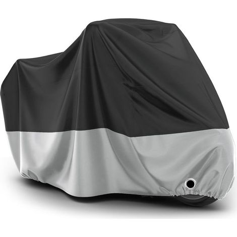 Housse de Moto Extérieure Imperméable,Couverture de Motocyclette XXXL Oxford Anti Poussière Protection UV avec Trou pour Cadenas Boucle Anti-Vent 265x105x125cm Noir Argent (1/5)
