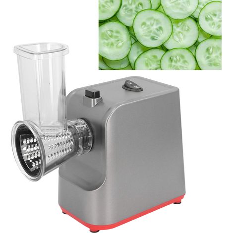 Rallador eléctrico KitchenPro: rallador de ensaladas con 5 cuchillas de acero inoxidable, función 5 en 1, 250 W de potencia y funcionamiento con un solo botón. (1/5)