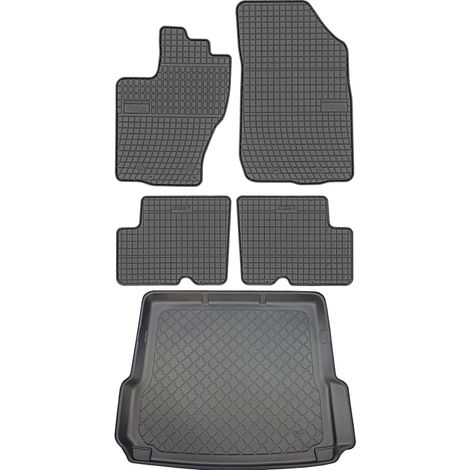 Ensemble de tapis de sol en caoutchouc pour Dacia Duster I SUV (2013-12.2017) + tapis de coffre