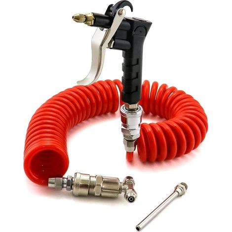 Compressed air set, 6m spiral hose blow gun for trucks, cars, boats (1/4)