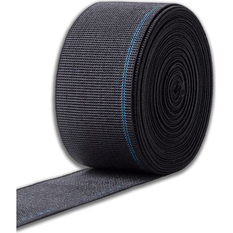 Sangle élastique pour Canapé, Fauteuil, Tapisserie - 10 Mètres - Largeur 70 mm - Corde de Serrage pour Assise et Dossier - élastique 90% - Noir (1/5)
