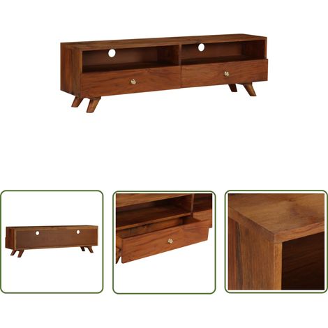 The Living Store Meuble TV Bois de récupération solide 140x30x40 cm - Meuble Tv - Meuble Retro - Meuble Tv En Bois - Rangement Media - Console Jeux (1/5)