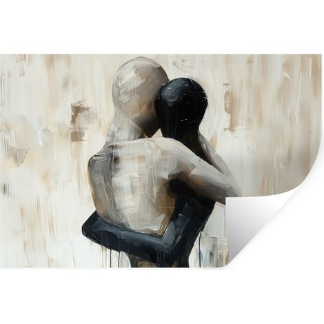 STICKER MURAL Abstrait - Amour - Noir et blanc - Moderne Autocollant 60x40 cm