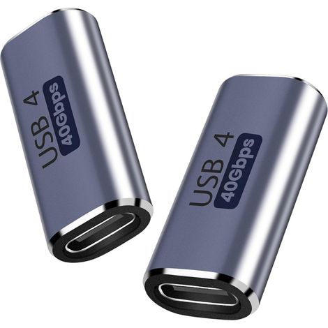 Coupleur USB C femelle femelle (paquet de 2), connecteur USB40 de type C, transfert de données 40 Gbit/s 100 W, charge rapide de type C OTG pour TV