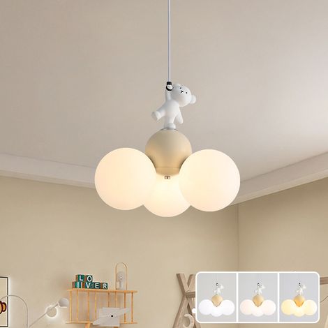 Lustre, suspension LED créative, plafonnier suspendu, plafonnier ours de dessin animé, 3 températures de couleur réglables, 36 cm x 32 cm (1/5)