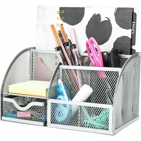 Organisateur de bureau/organisateur de papeterie/porte-stylo/organisateur de bureau/organisateur multifonctionnel (argent) (1/5)