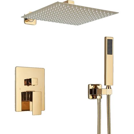 Grifo de ducha, ducha tipo lluvia, doble control, 12 pulgadas, 2 vías (1/2)