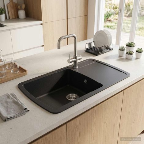 vidaXL Lavello cucina a vasca singola Granito 78 x 50 x 31 cm Grafite