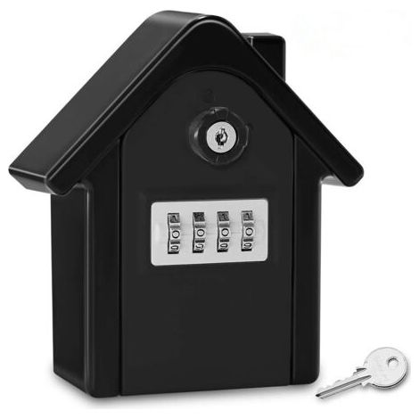 Ahlsen Boite a Cle Securisee Mural Boite a Clé avec Code Numérique & Clés d'urgence, Grand Key Safe Box Format XL Coffre a Clef Extérieur pour Maison, Bureau, Usine, Garages (Noir), (1/5)
