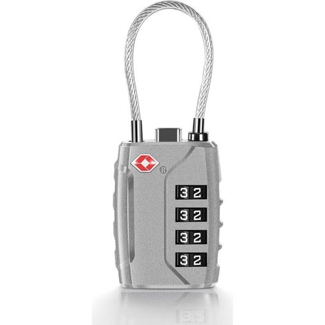 Cadenas Valise TSA, Cadenas Code 4 Chiffres Cadenas Valise Avion, Serrures à Bagages Cadenas Voyage pour Valise Avion Casier (argent)-DOU