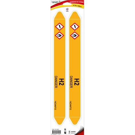 Planche de 2 marqueurs de tuyauterie 450 x 52 mm pour Ø 70 à 100 mm - H2 - 4711621 (1/2)