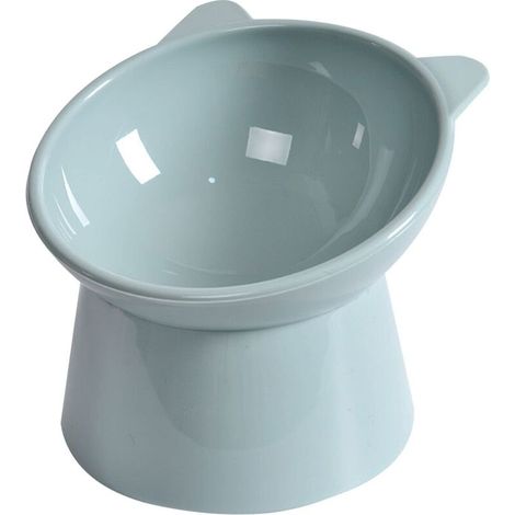 Gamelle inclinée pour chat - adaptée aux moustaches, empêche les vomissements, inclinée, bleue. (1/5)