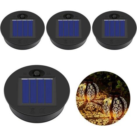 QORVA-Lampes solaires de rechange, 4 couvercles solaires de rechange, lampes solaires de rechange avec LED, pour lanternes solaires, décoration de jardin (7 cm) (1/4)