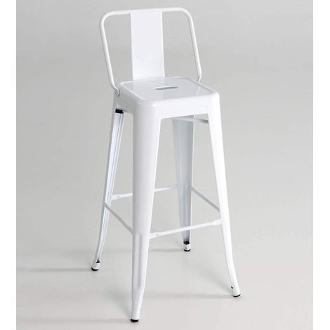Taburete metal blanco pack 4 unidades