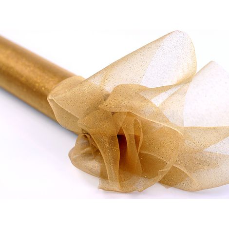 Organza glitterata, oro, 0,36 x 9 m 1 pz (1/3)