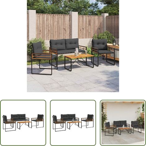 Terrassenmöbel - Gartenmöbel Set mit Kissen 4 pcs Blassgrau (1/5)