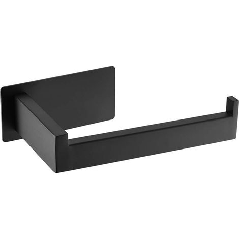 Toilet paper holder, wall-mounted toilet paper holder, 304 stainless steel toilet paper roll holder, no drilling toilet paper holder, 3M adhesive, black (1/5)