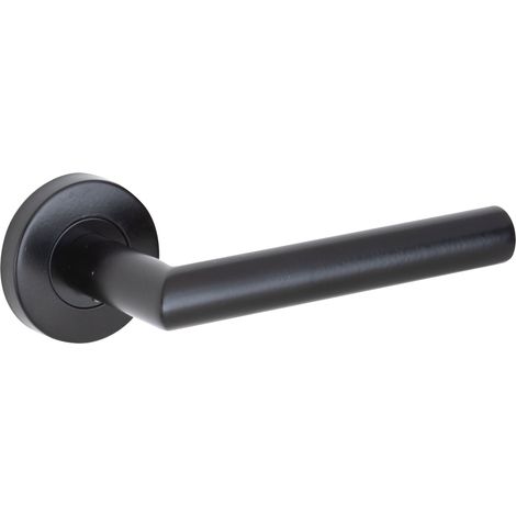 Manilla puerta tubular acero inoxidable negro roseta redonda (1/5)
