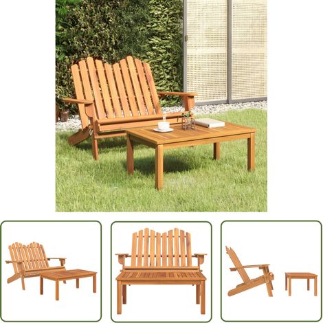 The Living Store Ensemble de salon de jardin Adirondack 2 pcs bois acacia solide - Banc De Jardin - Mobilier De Jardin - Salon De Jardin - Bois D'acacia - Design Pliable (1/5)