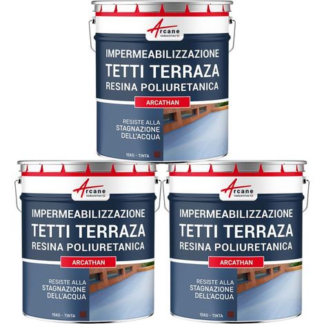 Guaina liquida per terrazzi, Guaina impermabilizzante ARCATHAN - 3 x 15 kg Rosso Mattone - ARCANE INDUSTRIES (1/4)