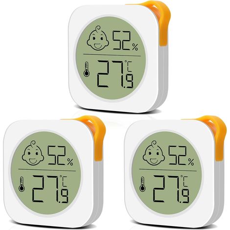 Lot de 3 thermomètres d'intérieur avec écran LCD numérique pour salon, chambre à coucher, bureau, chambre d'enfant, etc (1/5)