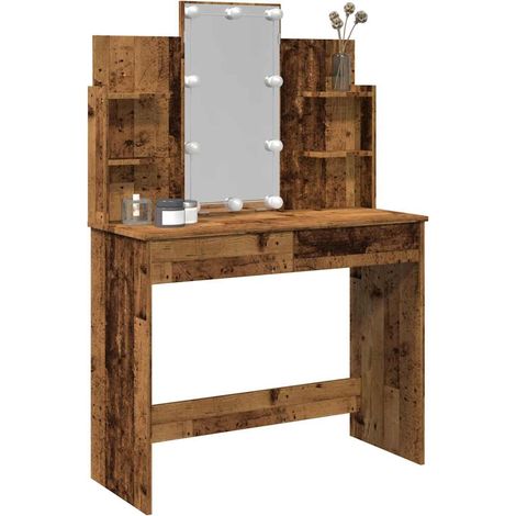 vidaXL Coiffeuse avec lumières LED vieux bois 96x40x142 cm (1/5)