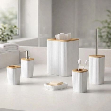 Set 5 accessori bagno d'appoggio Show Feridras bianco