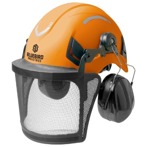 Casco con visiera e cuffie professionale BLUEBIRD rete in nylon 25dB (1/2)