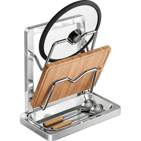 Deckelhalter, Löffelhalter mit abnehmbarer Deckelablage, für Küchenspatel, Abtropfgestell, Schneidebrett, Geschirr, einlagig (1/5)