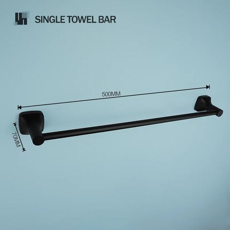 Barre porte-serviettes murale en acier inoxydable (noire, simple) - Étagère de rangement pour serviettes de salle de bain - Idéale pour la maison, l'hôtel, la cuisine et la salle de bain. Convient éga (1/5)