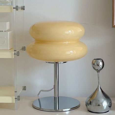 Lampe de bureau LED 2 pièces, éclairage d'ambiance vintage en verre, lampe de chevet USB compacte et décorative (couleur crème) (1/3)
