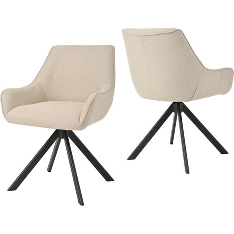 Goeurvant 360° drehbarer Sessel mit geschwungener Rückenlehne und weichem Kissen, perfekte Kombination aus Stil und Komfort - 2er Set - Beige