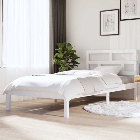 Estructura de cama madera maciza de pino blanco 90x200 cm (1/5)