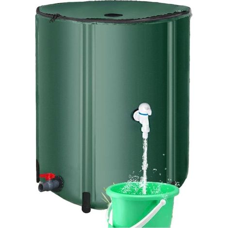 Récupérateur d'eau de pluie pliable de 100 L, récupérateur d'eau de pluie portable pour collecter l'eau des gouttières (1/5)