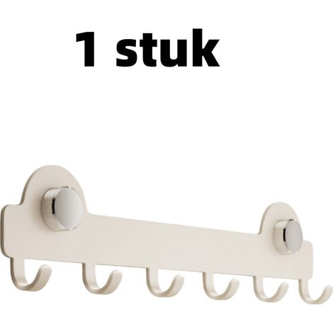 Ventouse murale sans perçage avec crochet grande capacité pour suspendre vêtements et accessoires dans la salle de bain ou derrière une porte dimensions 40,5 x 9,5 cm couleur blanche (1/5)