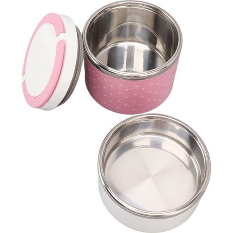 Bento-Lunchbox aus Edelstahl, leicht, Korpus aus Polypropylen, doppelwandig, auslaufsicher, ideal für Schüler, rosa (1/5)