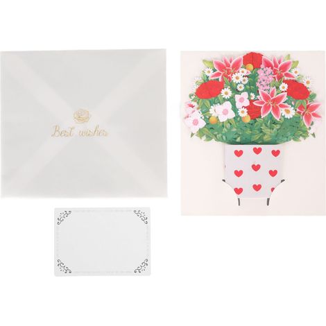 Bouquet de fleurs en papier carte artisanale joliment gravée pliée répétée 3D cartes de vœux pour la Saint-Valentin (1/5)