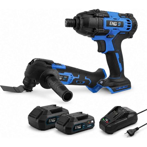 Avvitatore a impulsi 1/4", Utensile multifunzione e 2 Batterie 2/4.0Ah ENG PRO