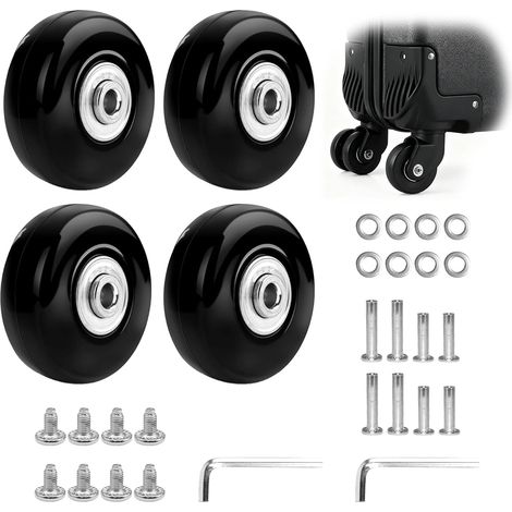 4 Pièces Valise Roulette Pivotante de Remplacement, 50mm x 18mm Roue Valise Universelle, Roues de Bagages de Rechange, Roues de Chariot en Caoutchouc avec Kit de Réparation pour Valises et Trolleys (1/5)