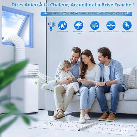 Calfeutrage Fenetre Climatiseur - Kit d'étanchéité Universel Portable pour climatiseur Mobile et sèche-Linge - Coupe-Froid Anti-air Chaud avec Fermeture éclair et adhésif