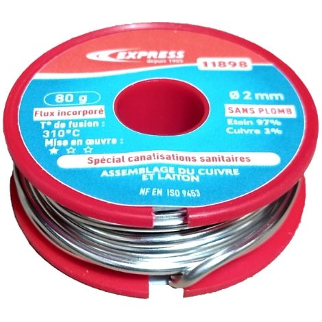 11898 11898METAL APORTACION 80GR. 97%Sn/3%Cu-2MM