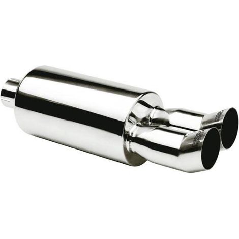 Adnauto – Silencieux échappement universel inox double DTM – Longueur 485 mm – Diamètre entrée 60 mm – Collier de fixation inclus