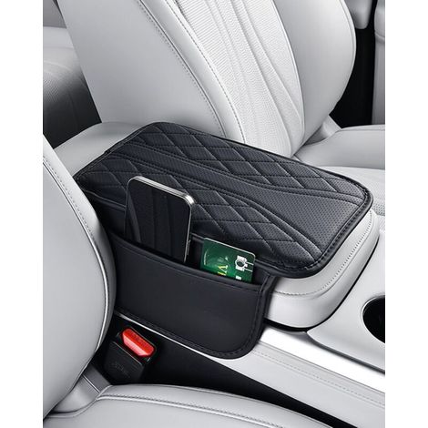 [Mise à niveau] Housse de console centrale de voiture avec 2 sacs de rangement - Housse d'accoudoir en cuir nappa de qualité supérieure (1/5)