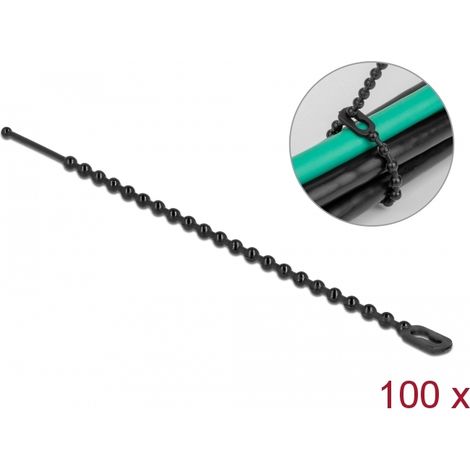 Delock Amarras reutilizables LA 100 x AN 2,4 mm negro 100 piezas