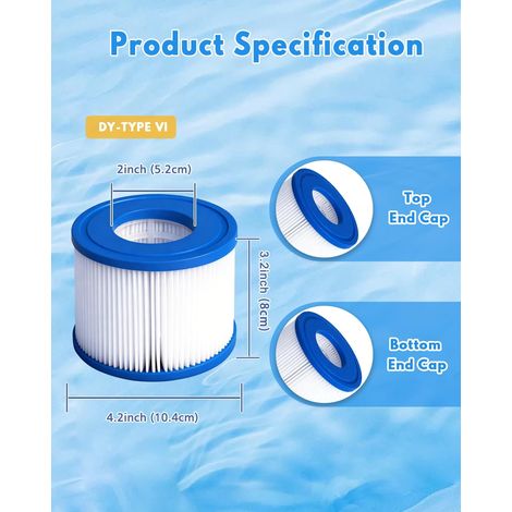 Filtre de Spa Type VI (4 Pack) pour Piscine Hors Sol 90352E 58323 90427E 58323E (1/4)